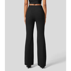 Halara Flex High Waisted Pull On Pocket Tall Flare Casual Work Pant Black S Tall